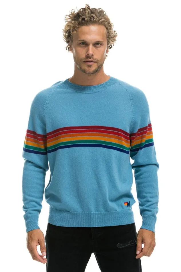 Rainbow Stripe 6 Unisex Light Cashmere Sweater 8211 Ocean Men Aviator Nation Sweatshirts
