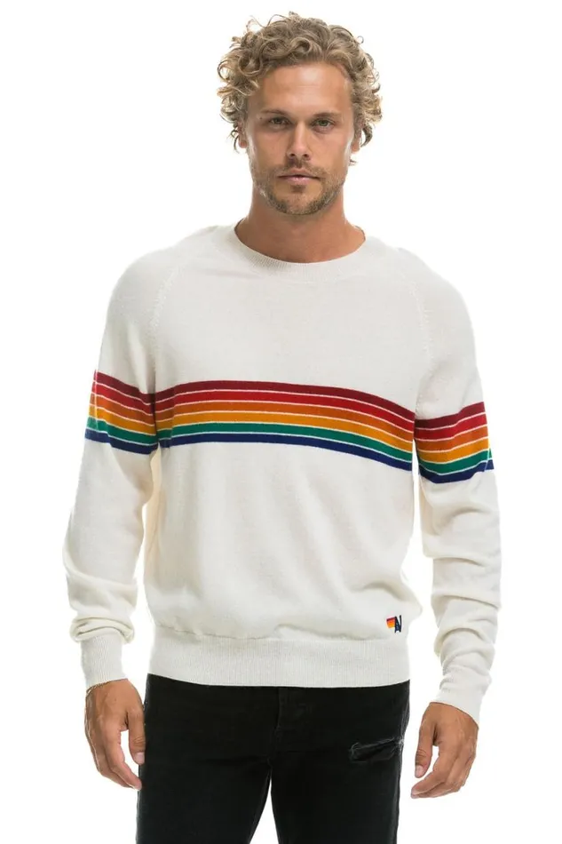 Rainbow Stripe 6 Unisex Light Cashmere Sweater 8211 Snow Men Aviator Nation Sweatshirts