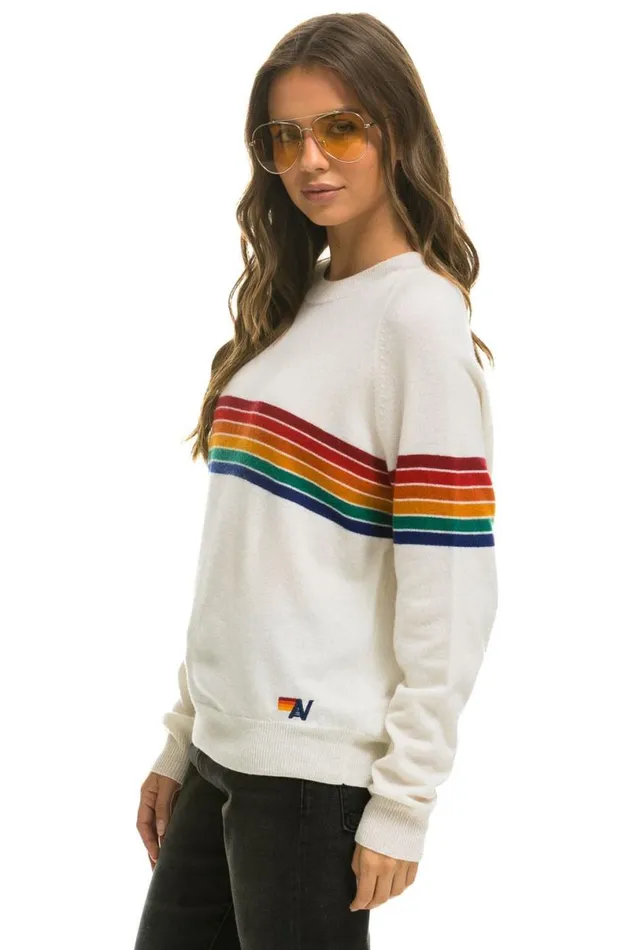 Rainbow Stripe 6 Unisex Light Cashmere Sweater 8211 Snow Men Aviator Nation Sweatshirts