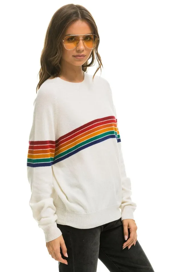 Rainbow Stripe 6 Unisex Light Cashmere Sweater 8211 Snow Men Aviator Nation Sweatshirts
