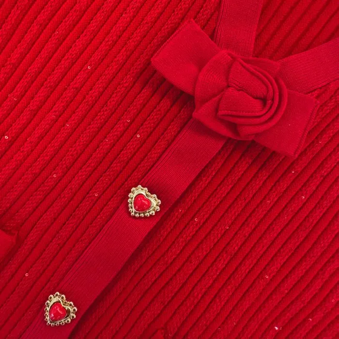 Red Ribbed Knit Cardigan Kids Self Portrait Knitwear Red Ribbed Knit Cardigan Kids Self Portrait Knitwear
