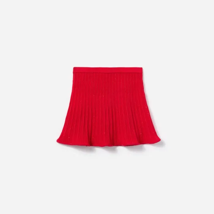 Red Ribbed Knit Skirt Kids Self Portrait Knitwear Red Ribbed Knit Skirt Kids Self Portrait Knitwear