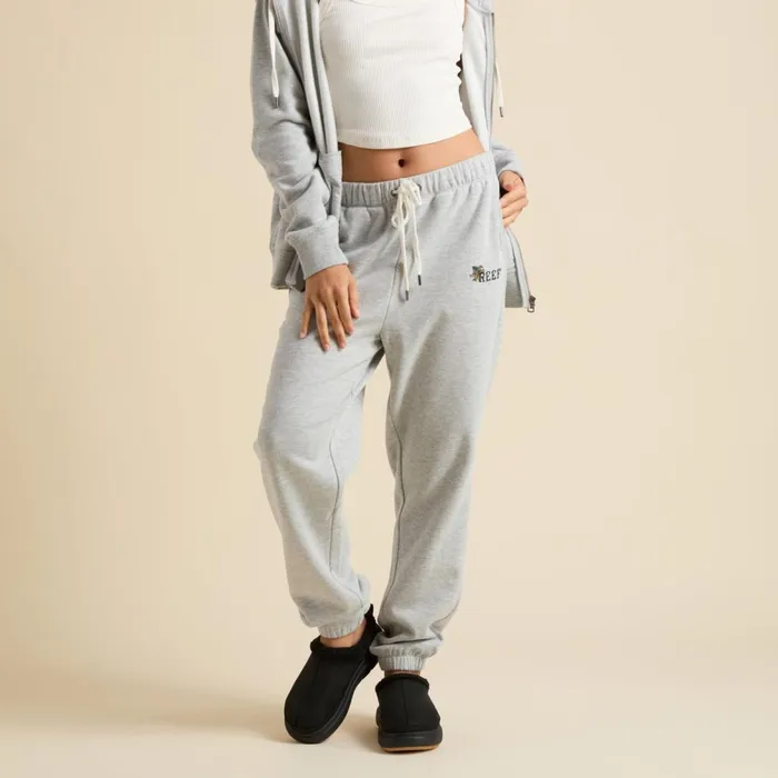 Reef Brittany Fleece Jogger Heather Grey Women Shorts Pants and Skirts