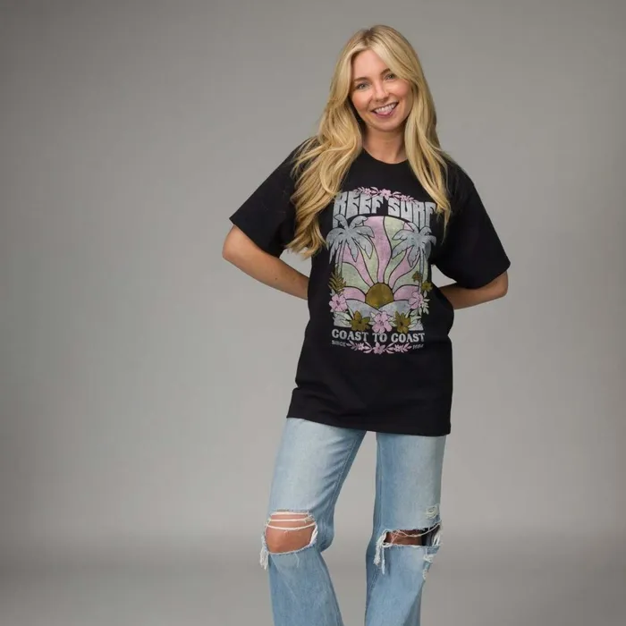 Reef Coastal Boyfriend Crew Caviar Women TShirts Tanks and Dresses