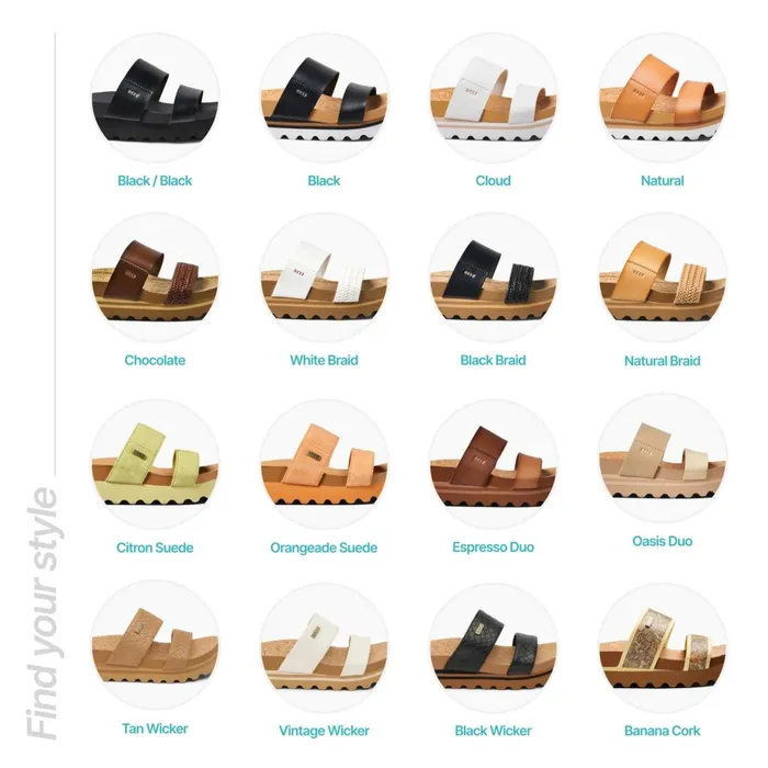 Reef Cushion Vista Hi Tan Wicker Women Slides