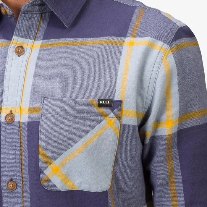 Reef Morris Long Sleeve Woven Shirt Blue Fog Men Outerwear Reef Morris Long Sleeve Woven Shirt Blue Fog Men Outerwear