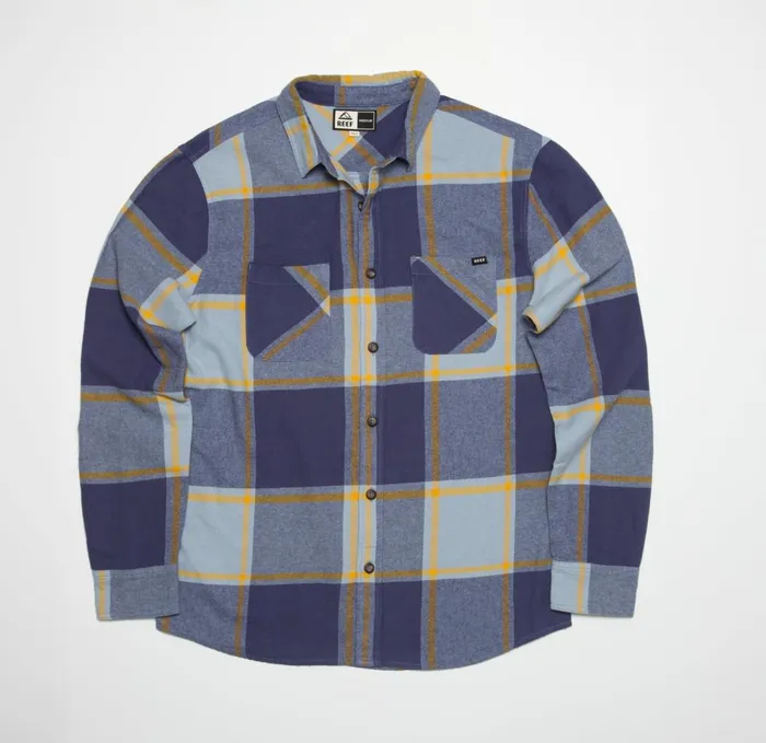Reef Morris Long Sleeve Woven Shirt Blue Fog Men Outerwear Reef Morris Long Sleeve Woven Shirt Blue Fog Men Outerwear