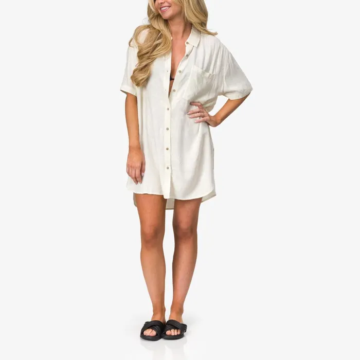 Reef Ollie Shirt Dress Marshmallow Women TShirts Tanks and Dresses