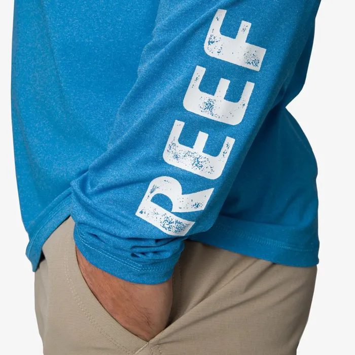 Reef Wellie Long Sleeve Hooded Surf Shirt Upf 50 Brilliant Blue Men Surf Shirts and Upf Apparel Reef Wellie Long Sleeve Hooded Surf Shirt Upf 50 Brilliant Blue Men Surf Shirts and Upf Apparel