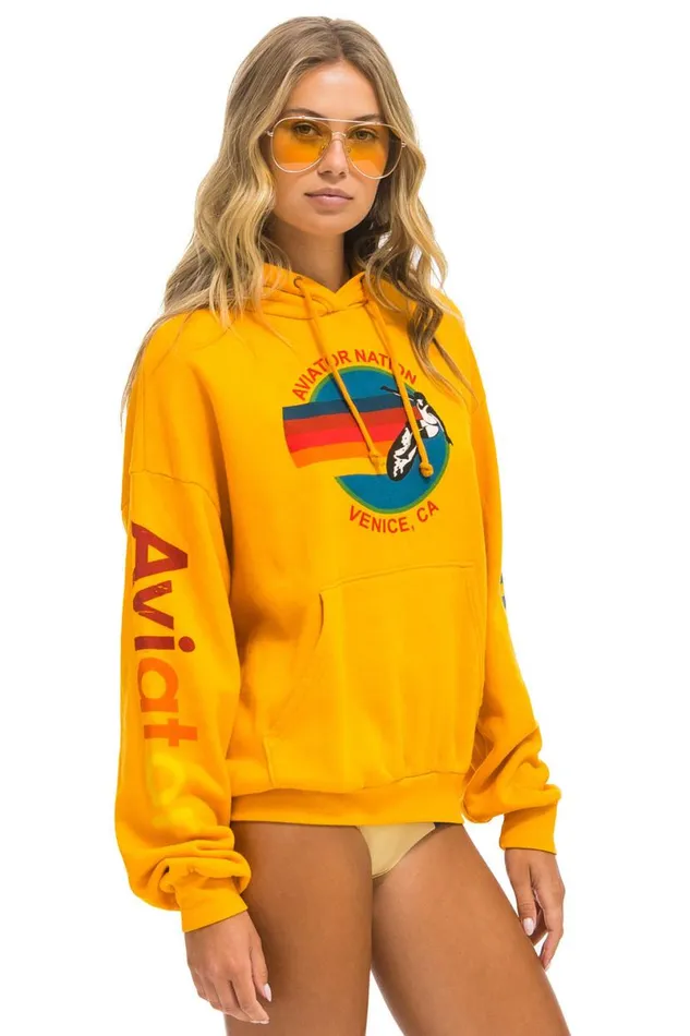 Relaxed Pullover Hoodie 8211 Gold WomenMen Aviator Nation Hoodies