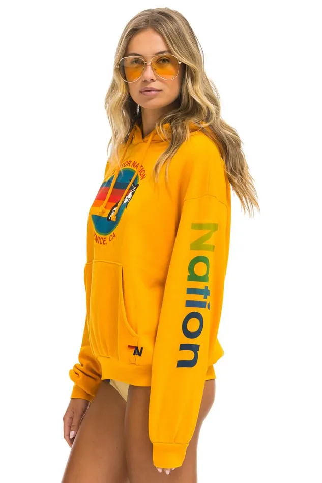 Relaxed Pullover Hoodie 8211 Gold WomenMen Aviator Nation Hoodies