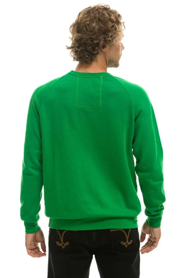 Ride Logo White Crew Sweatshirt 8211 Kelly Green WomenMen Aviator Nation Sweatshirts