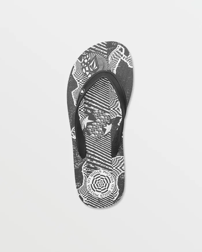 Rocker Sandals 8211 Black Print Mens Volcom Sandals