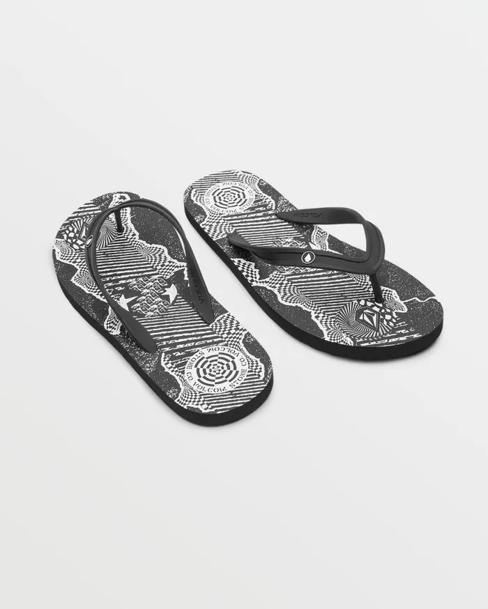 Rocker Sandals 8211 Black Print Mens Volcom Sandals