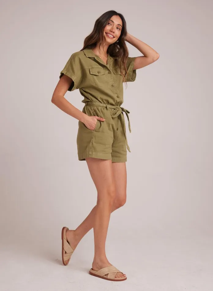 Rompers and Jumpsuits Women Bella Dahl Searose Romper With Belt 8211 Tropical Olive Rompers and Jumpsuits Women Bella Dahl Searose Romper With Belt 8211 Tropical Olive