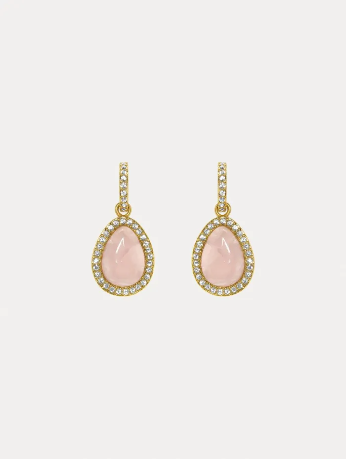 Rose Quartz Cabochon Drop Earrings Rose Quartz Women Oscar De La Renta Earrings
