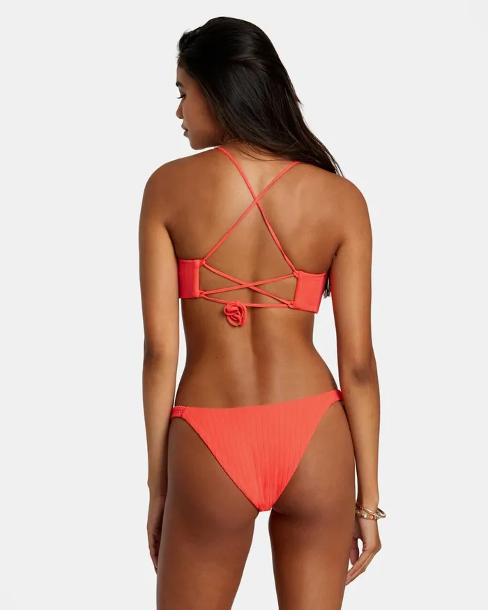 RVCA Bikini Bottoms Solid Streak Medium Bikini Bottoms Neon Red 8211 Women