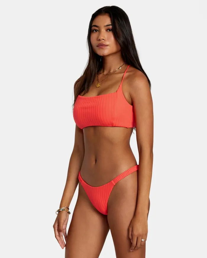 RVCA Bikini Bottoms Solid Streak Medium Bikini Bottoms Neon Red 8211 Women