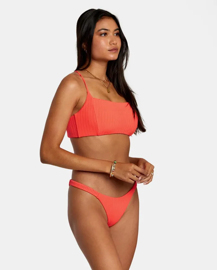 RVCA Bikini Bottoms Solid Streak Medium Bikini Bottoms Neon Red 8211 Women