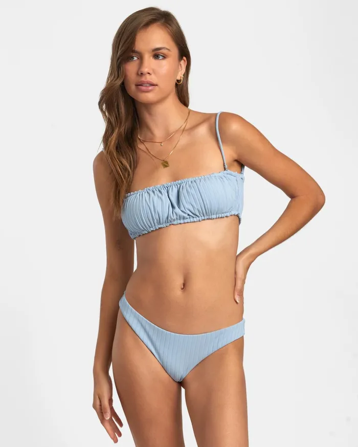 RVCA Bikini Bottoms Wide Rib Cheeky Bikini Bottoms Dusty Blue 8211 Women