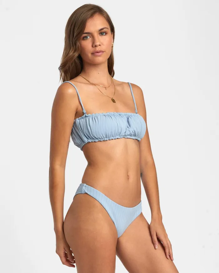 RVCA Bikini Bottoms Wide Rib Cheeky Bikini Bottoms Dusty Blue 8211 Women