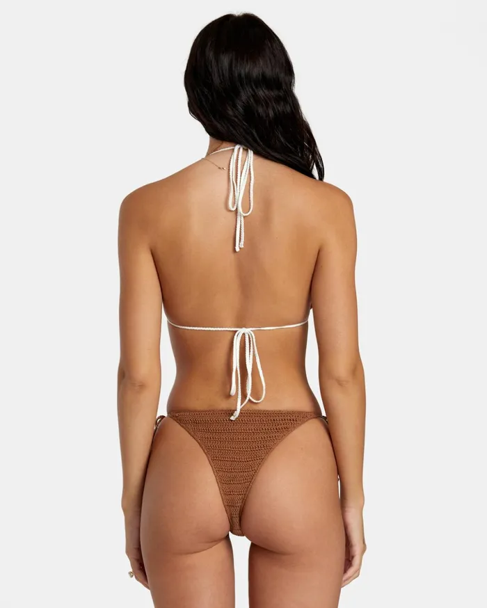 RVCA Bikini Tops Cotton Crochet Halter Triangle Bikini Top Sienna 8211 Women RVCA Bikini Tops Cotton Crochet Halter Triangle Bikini Top Sienna 8211 Women
