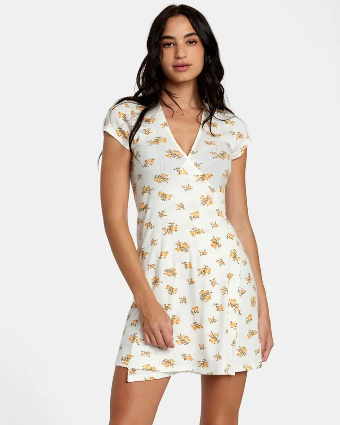 RVCA Dresses Rompers Maddy Pointelle Wrap Dress Whisper White 8211 Women