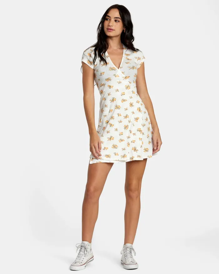 RVCA Dresses Rompers Maddy Pointelle Wrap Dress Whisper White 8211 Women