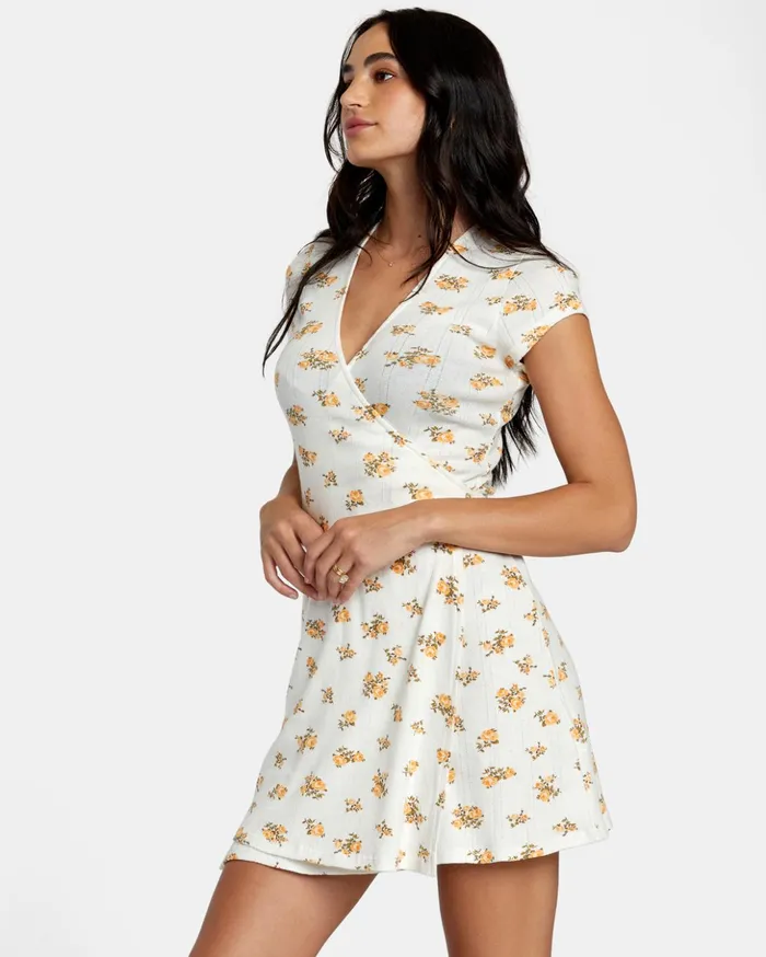 RVCA Dresses Rompers Maddy Pointelle Wrap Dress Whisper White 8211 Women