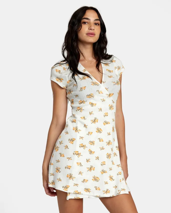 RVCA Dresses Rompers Maddy Pointelle Wrap Dress Whisper White 8211 Women