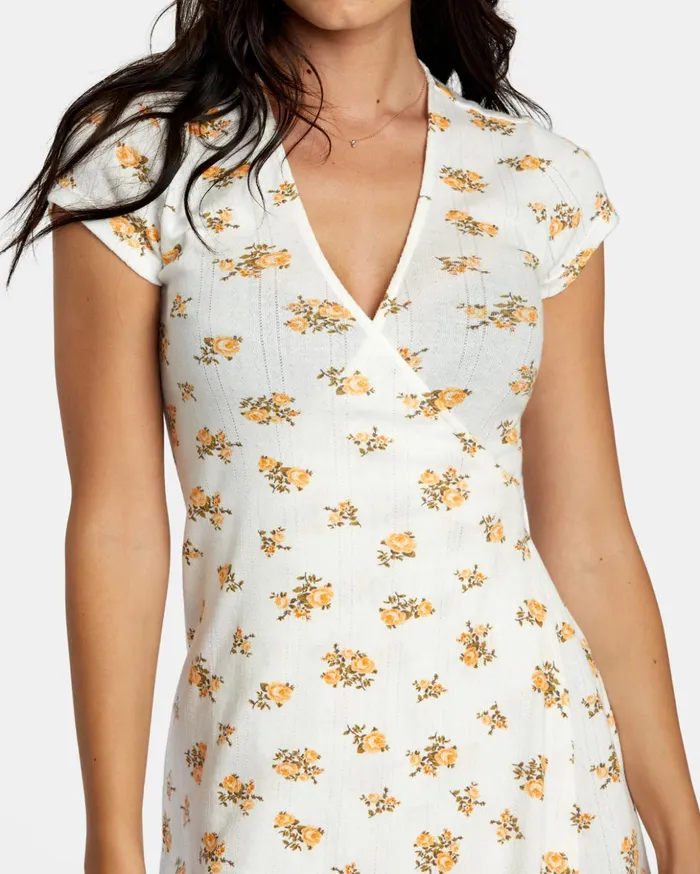 RVCA Dresses Rompers Maddy Pointelle Wrap Dress Whisper White 8211 Women