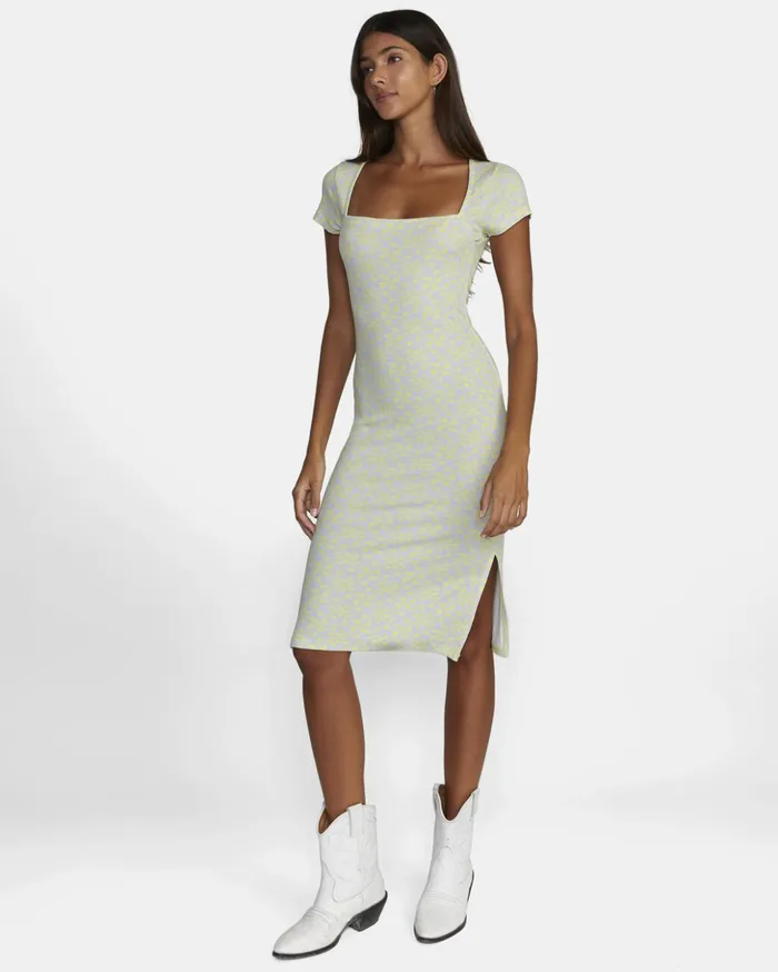 RVCA Dresses Rompers Partition Midi Dress Lime Yellow 8211 Women