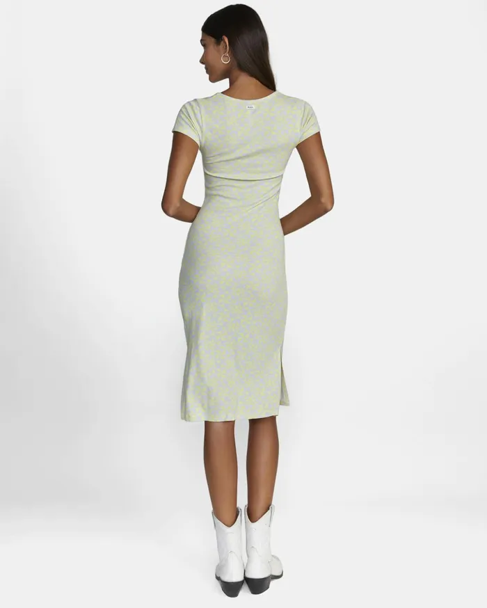 RVCA Dresses Rompers Partition Midi Dress Lime Yellow 8211 Women