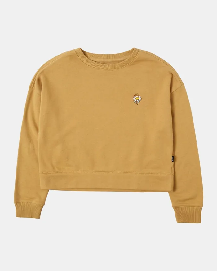 RVCA Hoodies Fleece At Ease Sweatshirt Tan 8211 Women