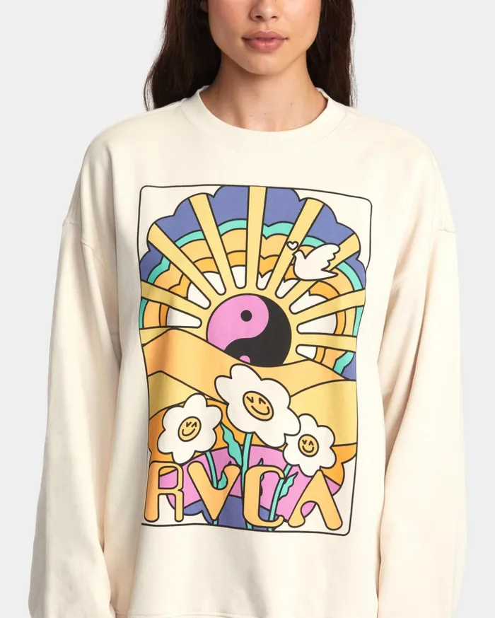 RVCA Hoodies Fleece Someday Sweatshirt Latte 8211 Women