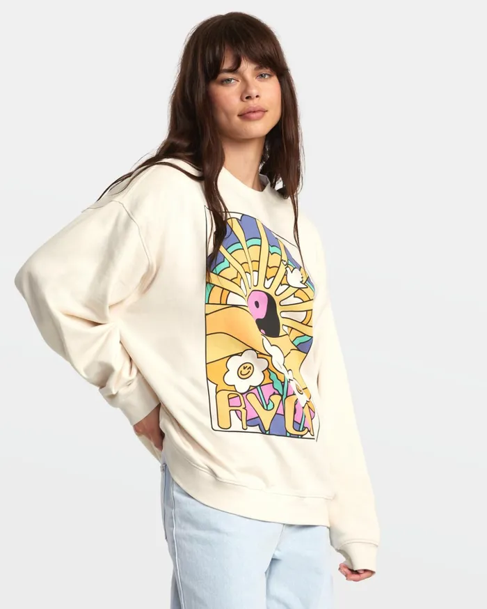 RVCA Hoodies Fleece Someday Sweatshirt Latte 8211 Women