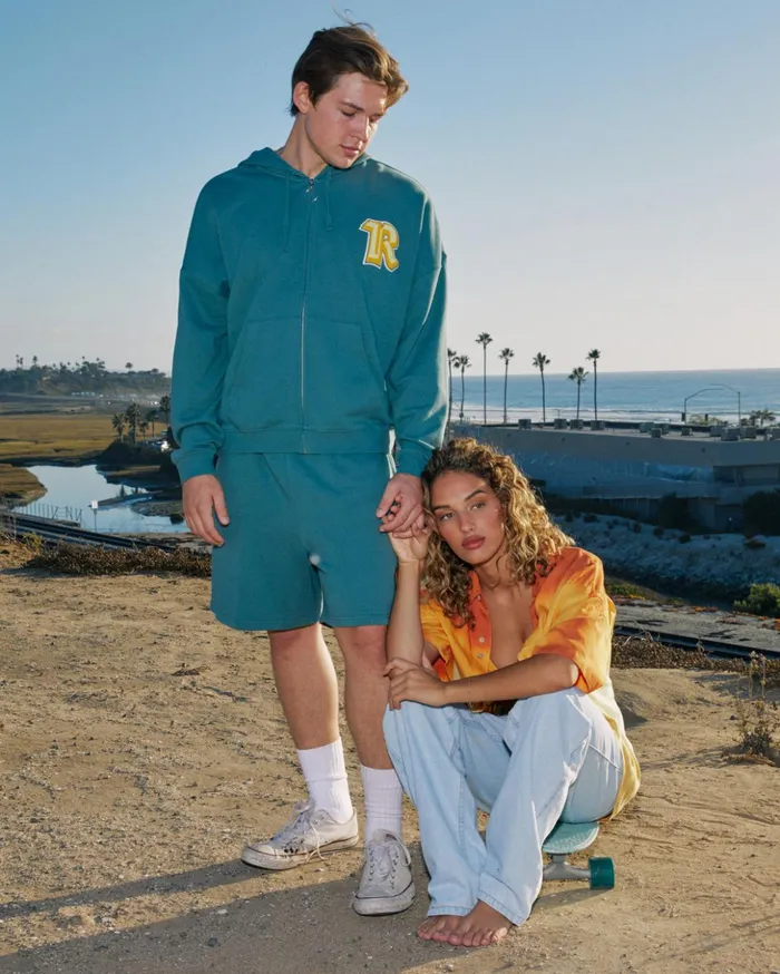 RVCA Hoodies Sweatshirts Rose Machado Thrift ZipUp Hoodie Teal 8211 MenWomen