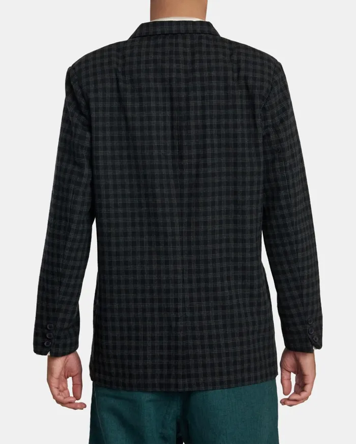 RVCA Jackets Spun Spirit Studio Plaid Blazer Navy 8211 MenWomen