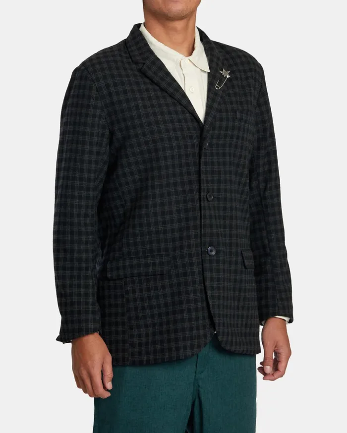 RVCA Jackets Spun Spirit Studio Plaid Blazer Navy 8211 MenWomen