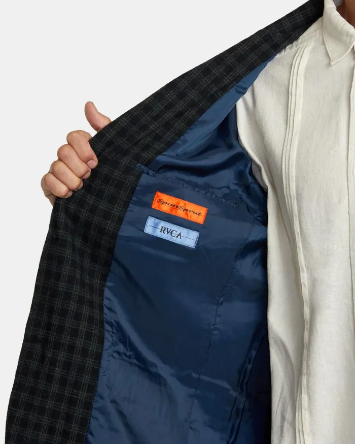 RVCA Jackets Spun Spirit Studio Plaid Blazer Navy 8211 MenWomen