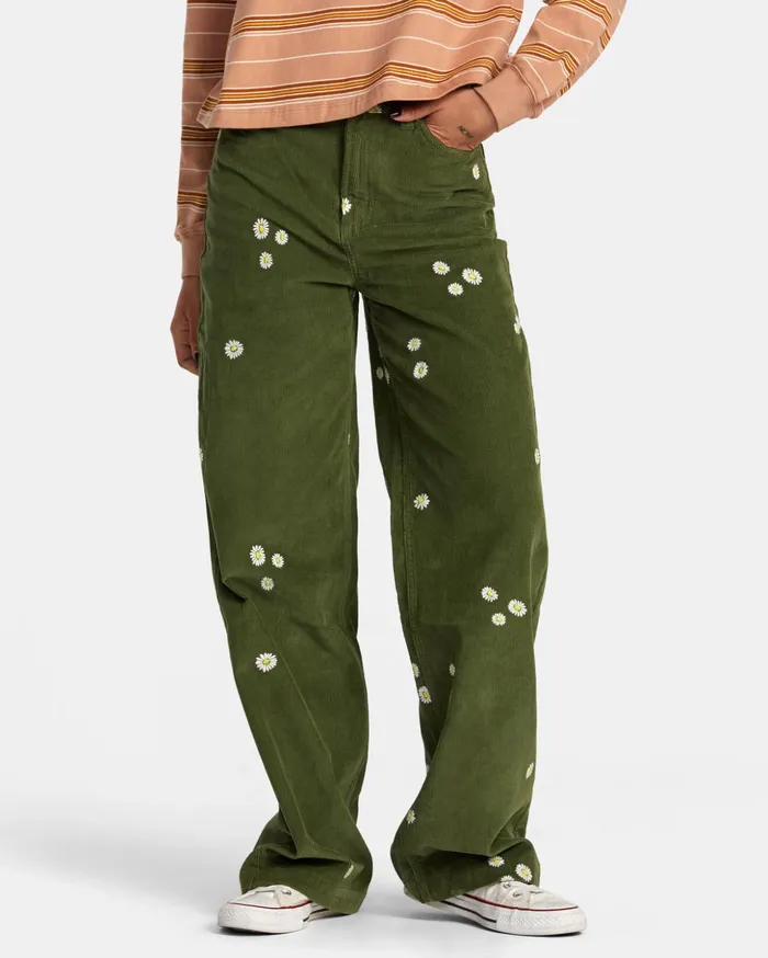 RVCA Pants Coco Embroidered Wide Leg Pants Leaf 8211 Women