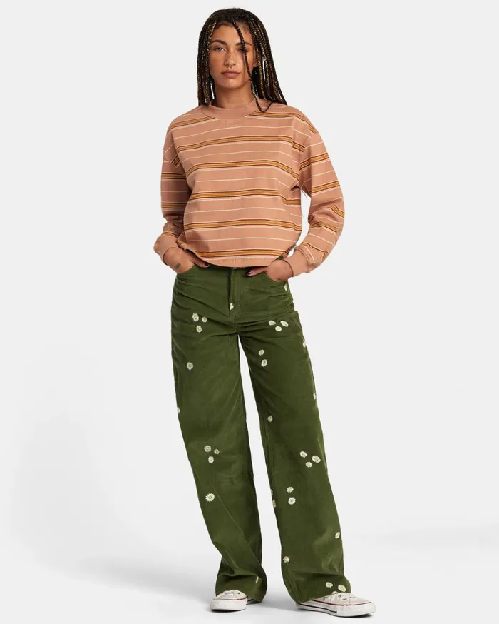RVCA Pants Coco Embroidered Wide Leg Pants Leaf 8211 Women