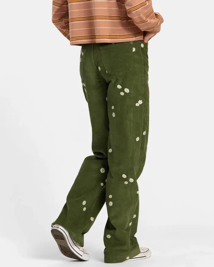 RVCA Pants Coco Embroidered Wide Leg Pants Leaf 8211 Women