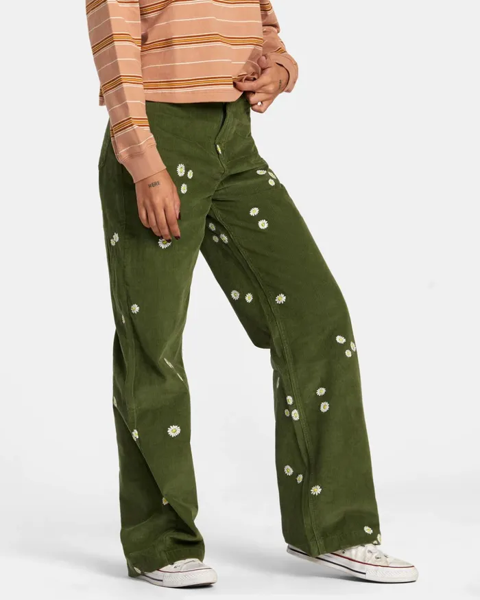 RVCA Pants Coco Embroidered Wide Leg Pants Leaf 8211 Women