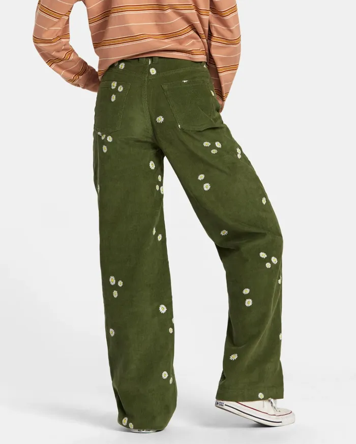 RVCA Pants Coco Embroidered Wide Leg Pants Leaf 8211 Women