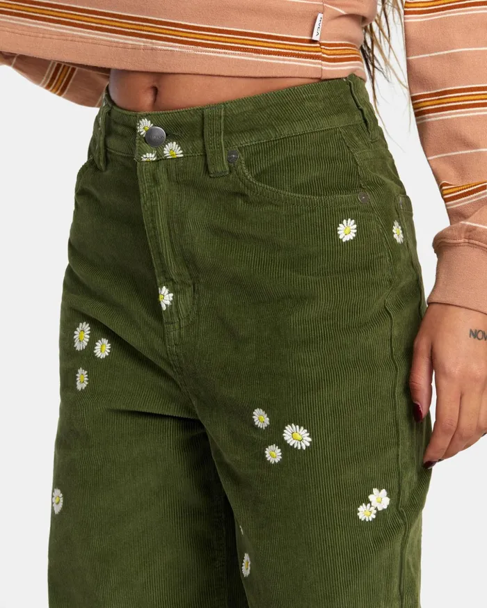 RVCA Pants Coco Embroidered Wide Leg Pants Leaf 8211 Women