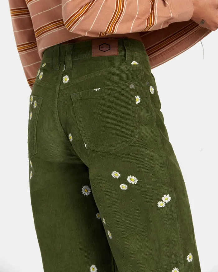 RVCA Pants Coco Embroidered Wide Leg Pants Leaf 8211 Women