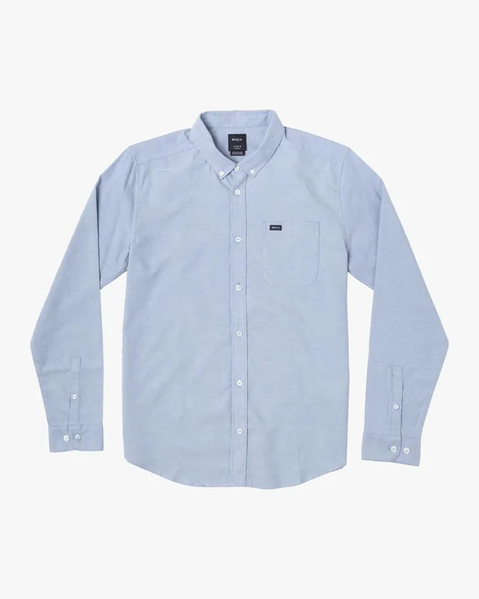 RVCA Shirts Flannels Boy039s Thatll Do Stretch Long Sleeve Shirt Oxford Blue 8211 Boys