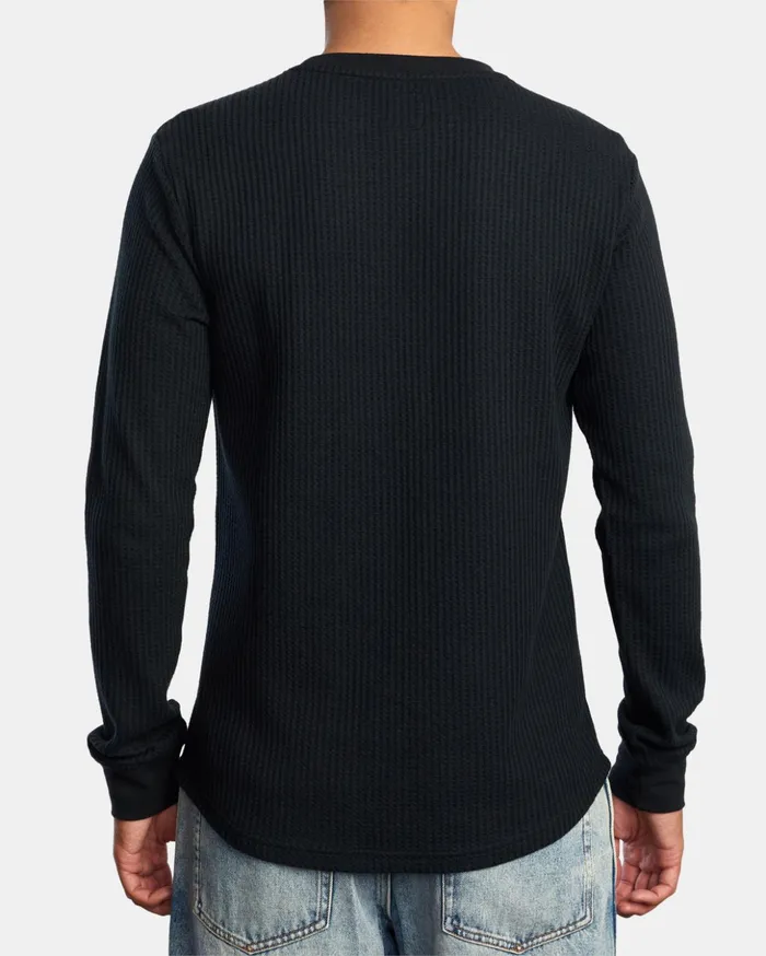 RVCA Shirts Flannels Day Shift Long Sleeve Thermal Shirt Black 8211 Men