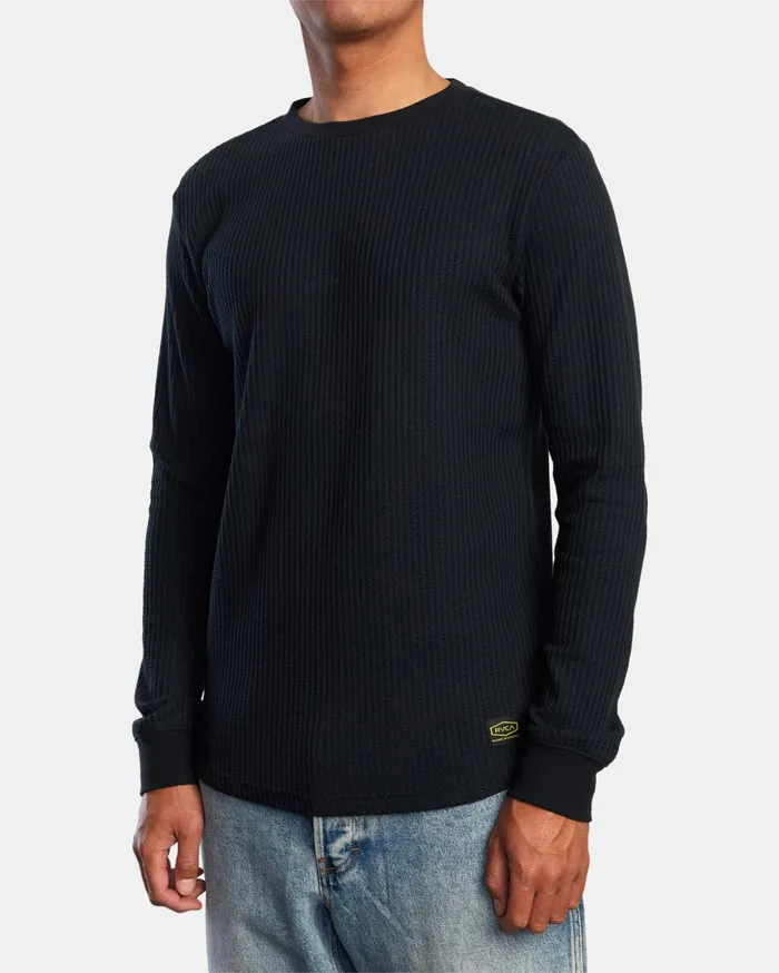 RVCA Shirts Flannels Day Shift Long Sleeve Thermal Shirt Black 8211 Men